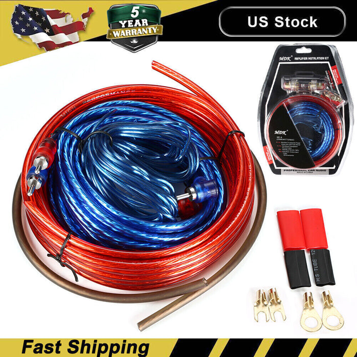 DURAFORCE 1500W Amp Auto Audio Cable Kit Amplifier Install RCA Subwoofer Sub Wiring 8Gaug!