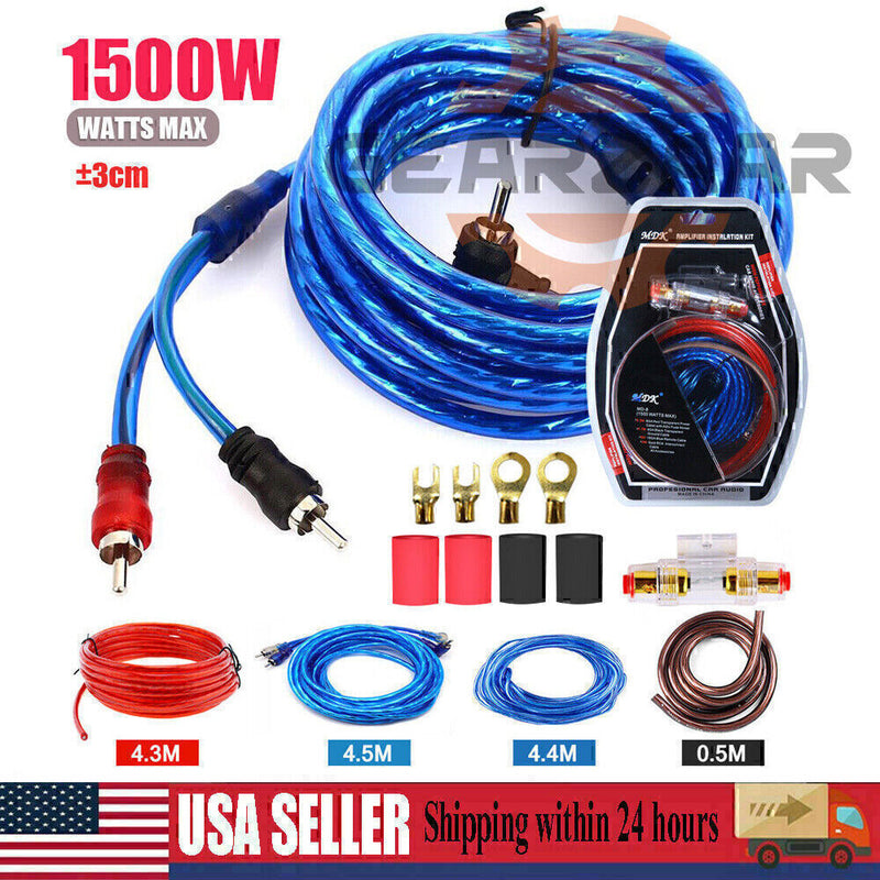 DURAFORCE 1500W Amp Auto Audio Cable Kit Amplifier Install RCA Subwoofer Sub Wiring 8Gaug!
