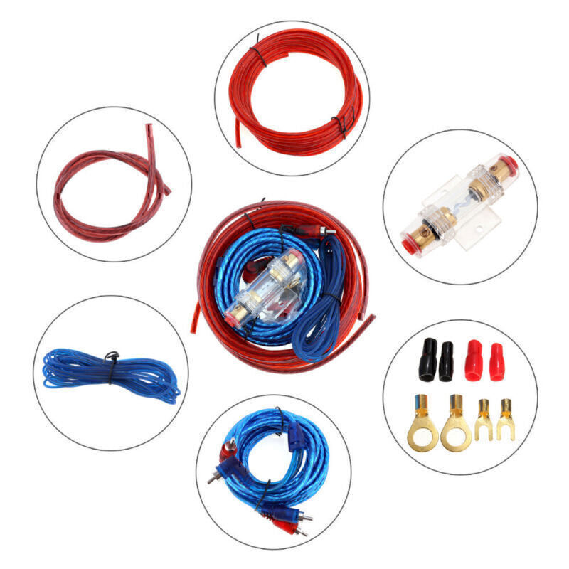 DURAFORCE 1500W Amp Auto Audio Cable Kit Amplifier Install RCA Subwoofer Sub Wiring 8Gaug!