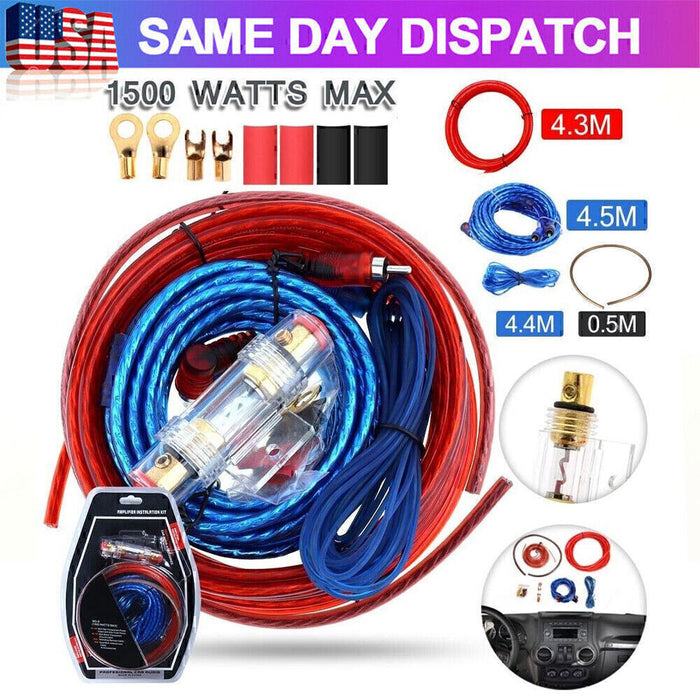 DURAFORCE 1500W Amp Auto Audio Cable Kit Amplifier Install RCA Subwoofer Sub Wiring 8Gaug!