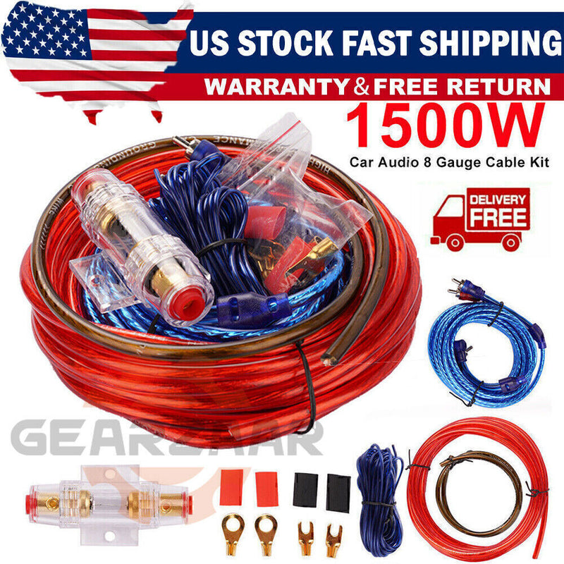DURAFORCE 1500W Amp Auto Audio Cable Kit Amplifier Install RCA Subwoofer Sub Wiring 8Gaug!