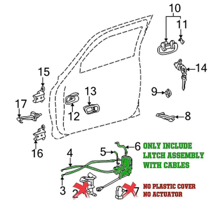 DURAFORCE Front Left Driver Door Lock Latch Actuator Fit Toyota 01-07 Sequoia&05-06 Tundr!