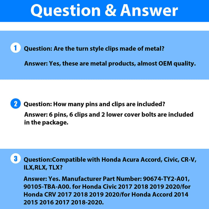 DURAFORCE 14X Engine Cover Lower Pin Screw 90674-TY2-A01 Fit Honda CR-V Civic Accord NEW