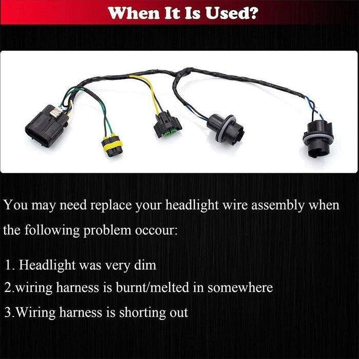 DURAFORCE 2X Headlight Wiring Harness For 2007-2014 Chevrolet Silverado 2500 HD 25962806