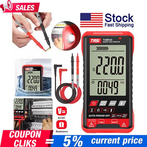 DURAFORCE Digital Multimeter Voltmeter AC DC Volt Meter Ohmmeter Auto Range Tester w/Light