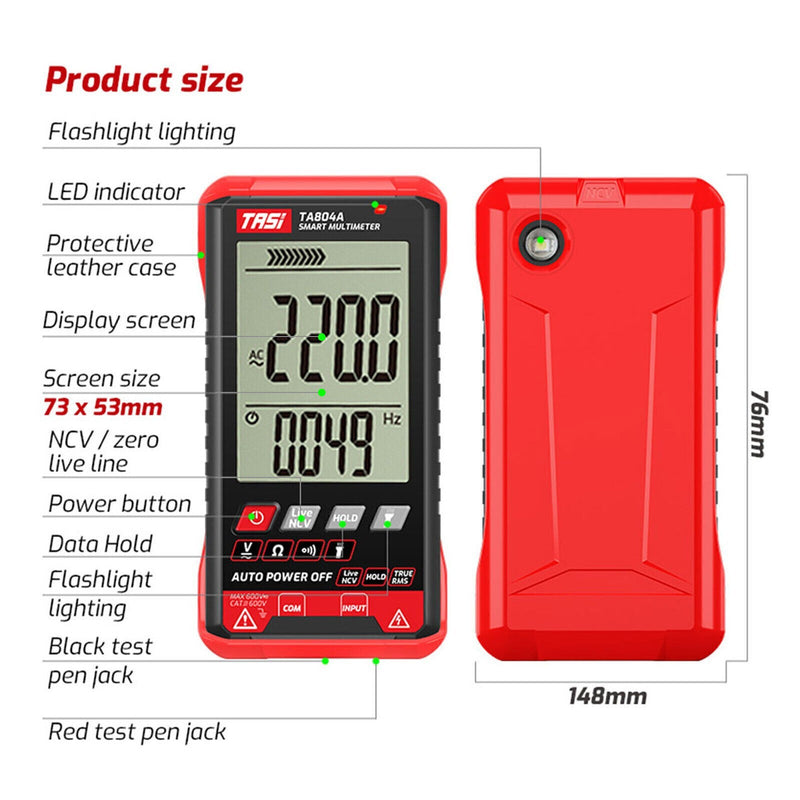DURAFORCE Digital Multimeter Voltmeter AC DC Volt Meter Ohmmeter Auto Range Tester w/Light