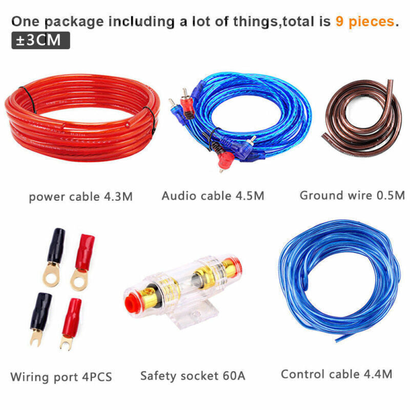 DURAFORCE Car Audio Cable 1500W Amp Amplifier Install RCA Subwoofer Sub Wiring 8 Gauge US
