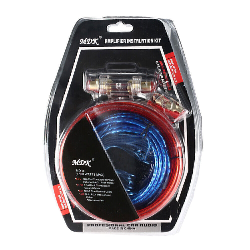 DURAFORCE Car Audio Cable 1500W Amp Amplifier Install RCA Subwoofer Sub Wiring 8 Gauge US