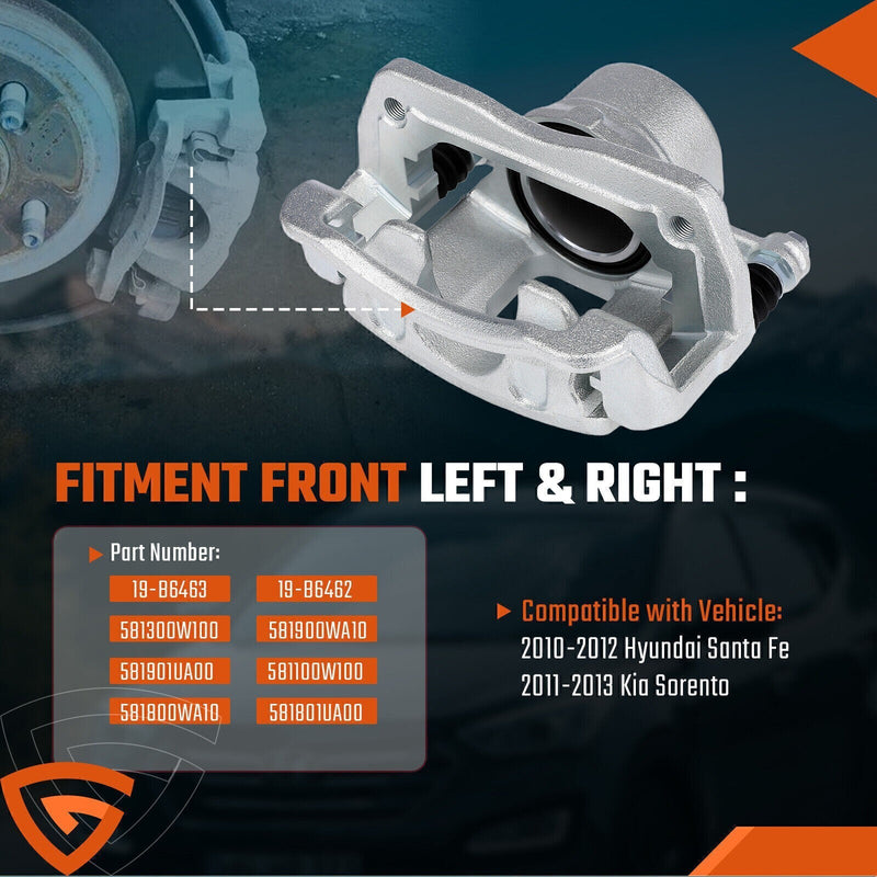 DURAFORCE 2x Disc Brake Caliper w/ Bracket Front Left & Right for Hyundai Santa Fe 10-12