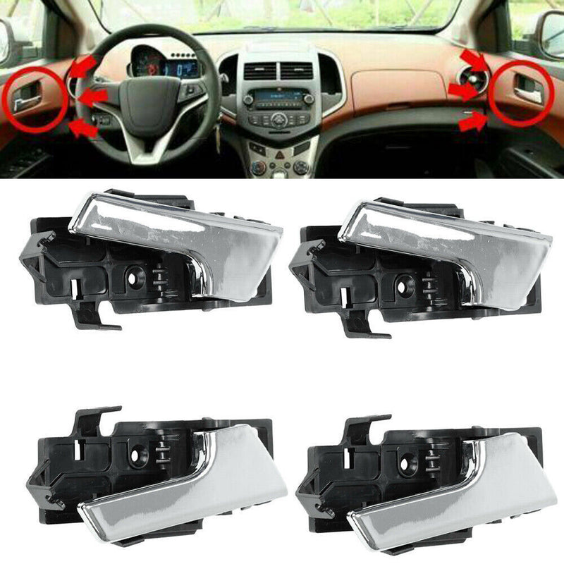 DURAFORCE Set of 4 Left + Right Interior Inside Door Handle Chrome for Chevy Aveo G3