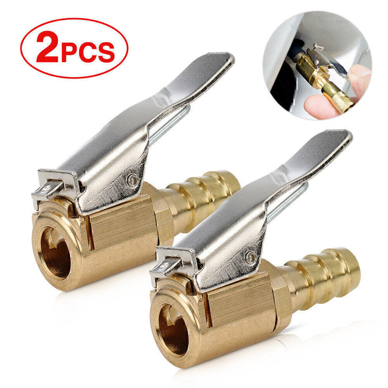 DURAFORCE 2 pcs Open Flow Straight Lock-On Air Chuck with Clip for Tire Inflator Car Tool