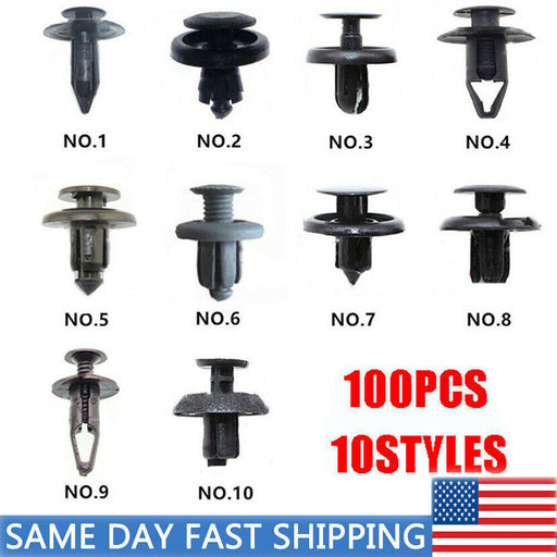 DURAFORCE 100 pcs Fender Clips Trim Car Auto Push Pin Rivet Bumper Fastener Panel-Retainer