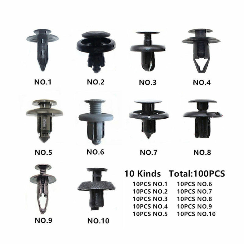 DURAFORCE 100 pcs Fender Clips Trim Car Auto Push Pin Rivet Bumper Fastener Panel-Retainer