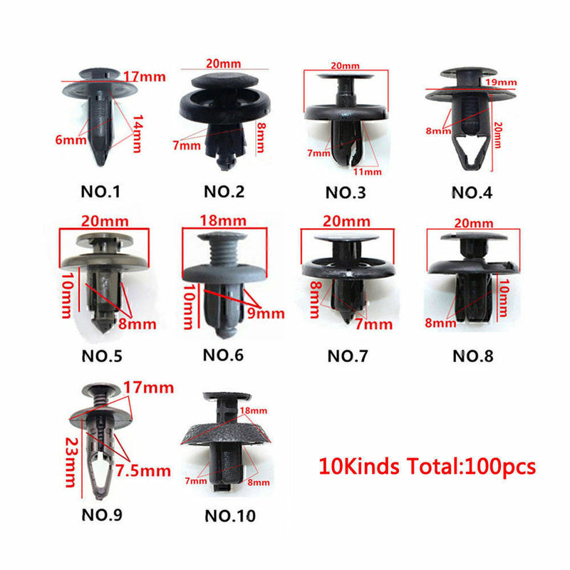 DURAFORCE 100 pcs Fender Clips Trim Car Auto Push Pin Rivet Bumper Fastener Panel-Retainer