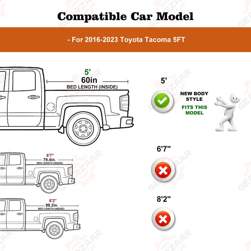 DURAFORCE FOR 16-23 TOYOTA TACOMA TRUCK 5FT SHORT BED HARD SOLID TRI-FOLD TONNEAU COVER !