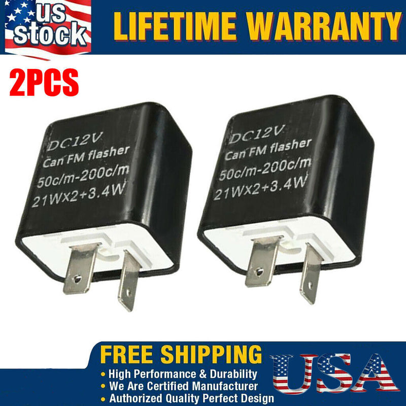 DURAFORCE 2 x Adjustable LED Flasher Relay Turn signal Blinker Light for Motorcycle 2Pin!