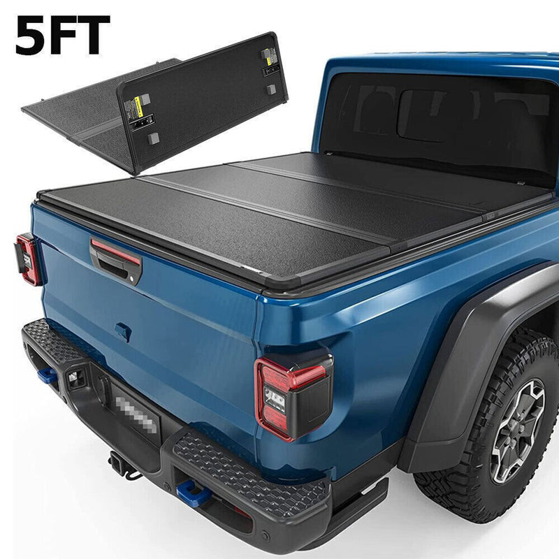DURAFORCE 5FT 3-Fold Hard Tonneau Cover For 2005-2024 Nissan Frontier Bed Truck Waterproof