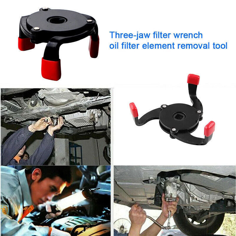 DURAFORCE Universal Car 3 Jaws Oil Filter Wrench Adjustable Spanner Remover Removal Tool-