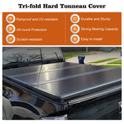 DURAFORCE 5FT Hard Tri-Fold Tonneau Cover Truck Bed For 2024 2025 Toyota Tacoma Waterproof