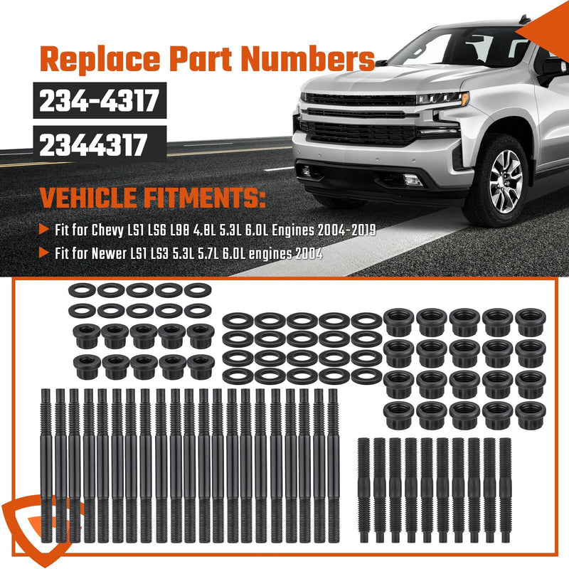 DURAFORCE Head Studs Bolts Kit Fit for 2004-2020 Chevy GM 4.8L 5.3L 5.7L 6.0L 6.2L 7.0L
