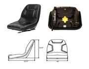 DURAFORCE Ultra High-Back Steel Pan Seat Fits Skid Steers & Other Applications 460000BK
