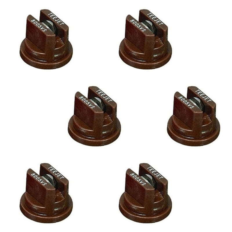 DURAFORCE Pack of 6 - TeeJet Flat Spray Tips Brown 80° Polymer w/ SS Insert Visiflo