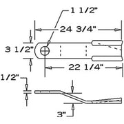 DURAFORCE 2 Replacement Terrain King Rotary Cutter Blade 24.75" x 3.5" x 0.5" w/ 1.5" Hole