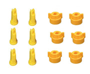 DURAFORCE Pack of 6 - TeeJet Flat Spray Tips Yellow 110° 0.2 GPM @ 40 PSI & Nylon Caps