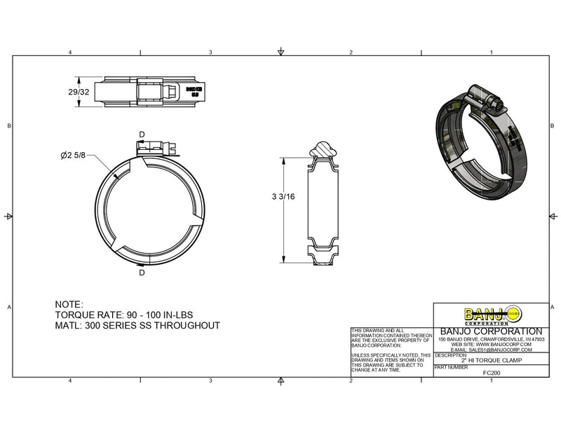 DURAFORCE 10 of Banjo 2" Manifold Flanged Worm Screw Clamp fits M200 Flanged Fittings