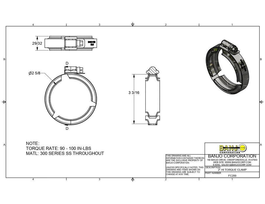 DURAFORCE 10 of Banjo 2" Manifold Flanged Worm Screw Clamp fits M200 Flanged Fittings