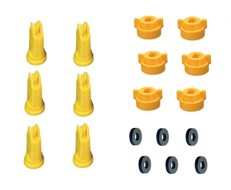 DURAFORCE Pack of 6 - TeeJet Flat Spray Tips 110° 0.2 GPM @ 40 PSI, Nylon Caps & Gaskets