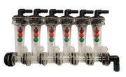 DURAFORCE Wilger 6 Column Flow Indicator 3/8" 90° Outlets & 3/4" 90° Inlet w/ Viton Seals