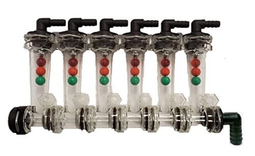 DURAFORCE Wilger 6 Column Flow Indicator 3/8" 90° Outlets & 3/4" 90° Inlet w/ Viton Seals