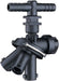 DURAFORCE 2 of Triple Turret Nozzle Body w/Check Valve 3/4" ID Double Hose Barb Dry Booms