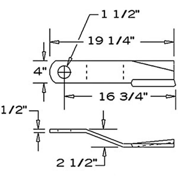DURAFORCE 2 of Rotary Cutter Blades 19.25" x 4" x 0.5" w/ 1.5" Hole CW USA Made 7829BH