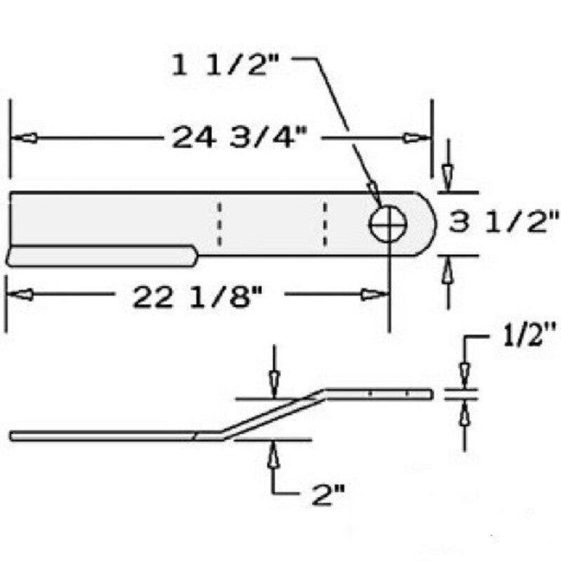 DURAFORCE 2 Replacement Bush Hog Rotary Cutter Blade 24.75" x 3.5" x 0.5" w/ 1.5" Hole CCW