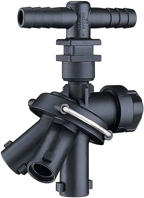 DURAFORCE Triple Turret Nozzle Body w/ Check Valve 3/4" ID Double Hose Barb For Dry Booms