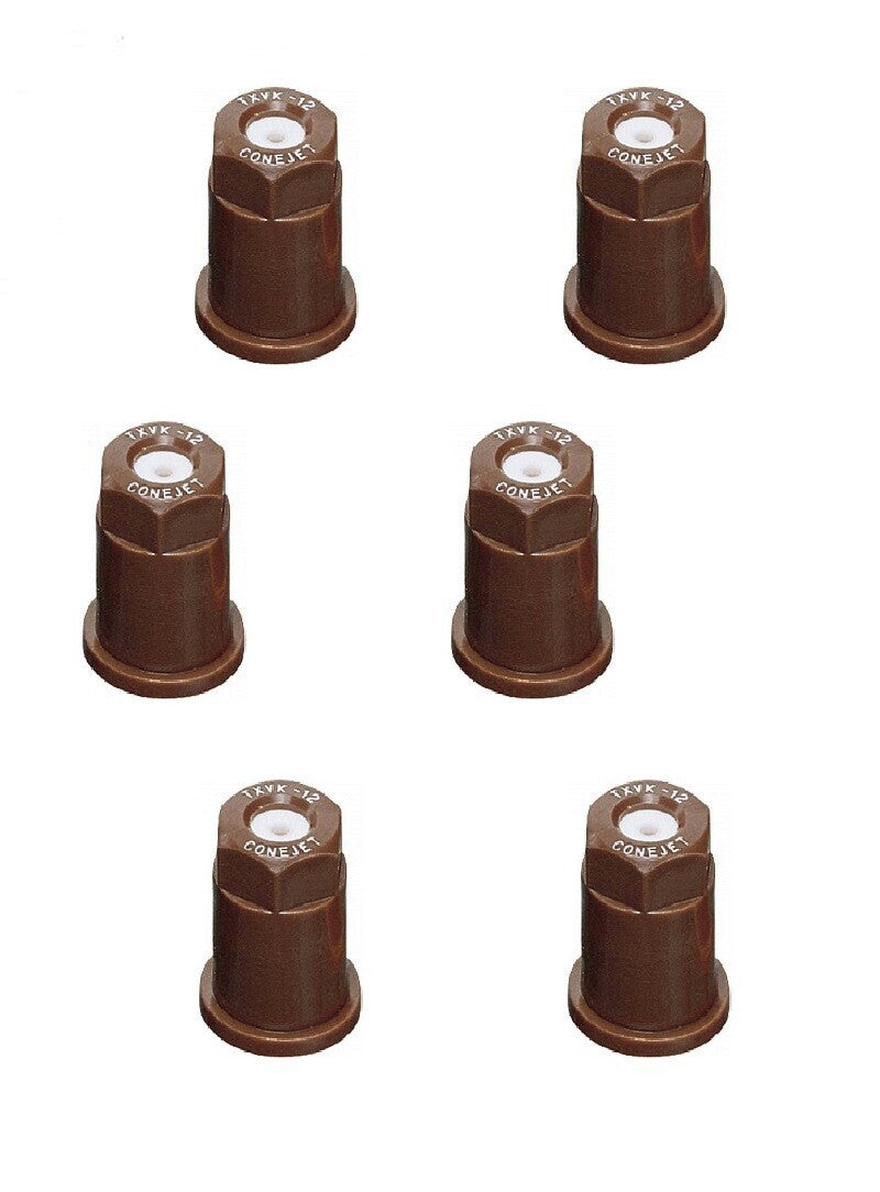 DURAFORCE Pack of 6 -TeeJet ConeJet Hollow Cone Spray Tip 0.20 GPM @ 40 PSI Visiflo Brown