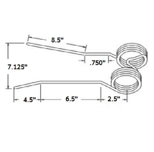 DURAFORCE Tedder Tooth 9.25" Short Tine x 11" Long Tine x 7.125" Tine Gap x 2.5" Coil