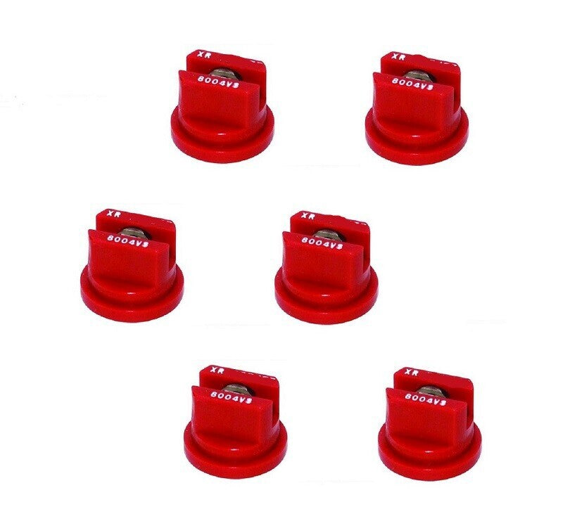 DURAFORCE Pack of 6 - TeeJet Extended Range Flat Spray Tips Red 80° Polymer w/ SS Insert