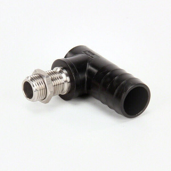 DURAFORCE TeeJet Celcon 1" Elbow Hose Barb x 11/16" MPT SS Nozzle Body w/ Jam Nut