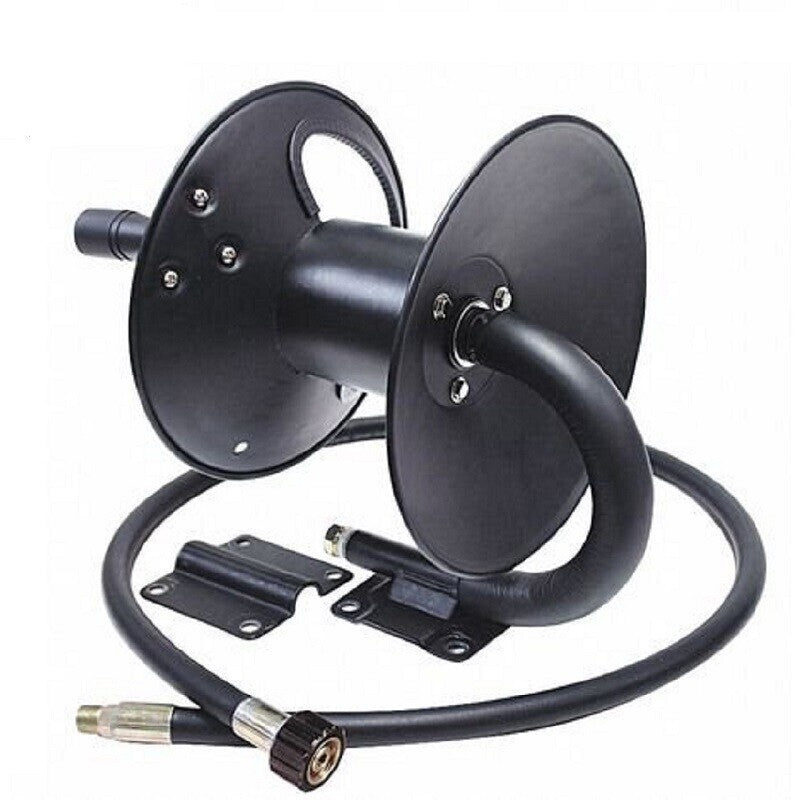 DURAFORCE Pressure Hose Reel Holds 50 Foot Hose w/ 5 Feet of Pump to Reel Connector Hose