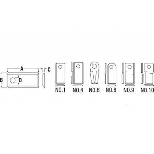 DURAFORCE 25 of Disc Mower Blades Left Hand 95 MM x 45 MM w/ 16.25 MM Hole 561-512-10