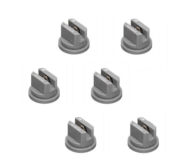 DURAFORCE Pack of 6 - TeeJet Extended Range Flat Spray Tips Gray 80° Polymer w/ SS Insert