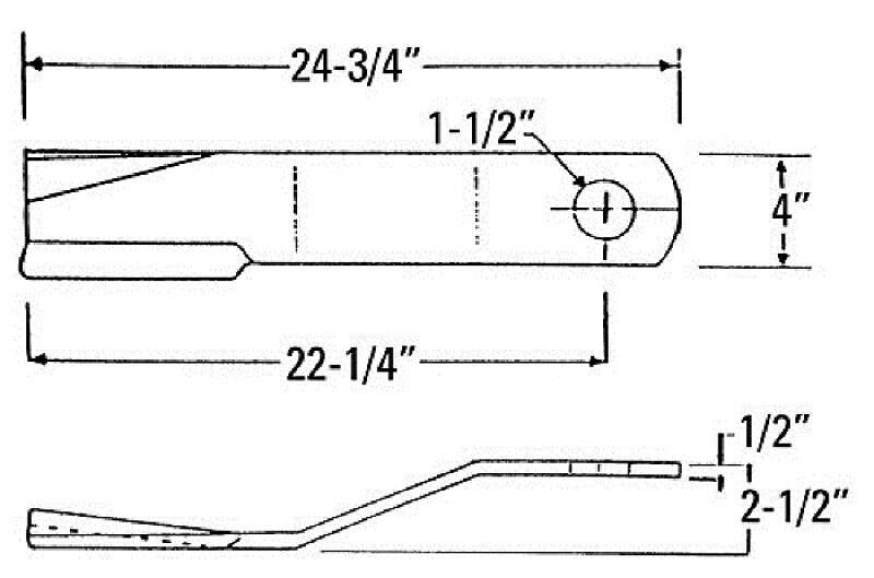 DURAFORCE Replacement Bush Hog Rotary Cutter Blade 24.75" x 4" x 0.5" w/ 1.5" Hole CCW