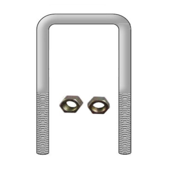 DURAFORCE Square U-Bolt 3/4" Thick x 3-1/8" ID x 16" Long w/ Zinc Plated Nuts S181