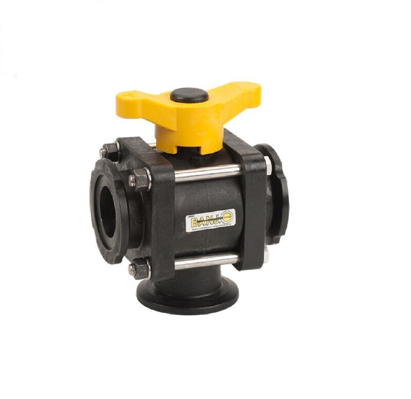 DURAFORCE Banjo 2" 3-Way Bottom Load Poly Manifold Ball Valve MV200BL