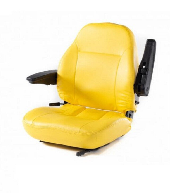 DURAFORCE Premium High-Back Yellow Vinyl Seat w/ Armrests, Lumbar Support & Slide Rails