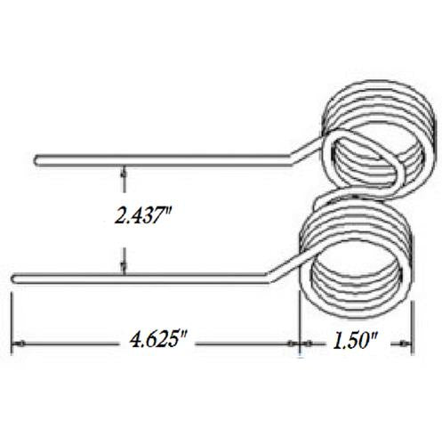 DURAFORCE Replacement Baler Tooth 4.625" Tine x 2.437" Gap x 1.5" Coil Diameter E74678