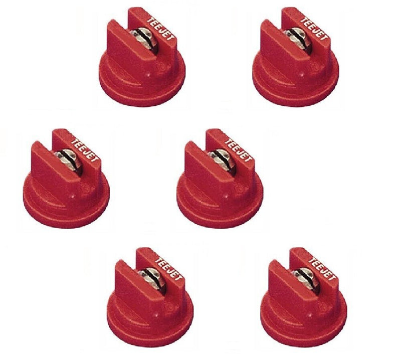DURAFORCE Pack of 6 - TeeJet DG Even Flat Spray Tip Red 95° Polymer w/ SS Insert Visiflo